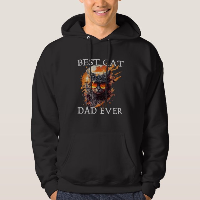 Best Cat Dad Ever Retro Grunge Cat Owner Cat Hoodie (Vorderseite)