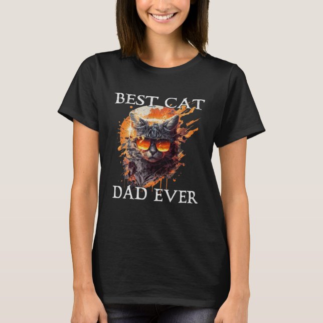Best Cat Dad Ever Retro Grunge Cat Owner Cat T-Shirt (Vorderseite)