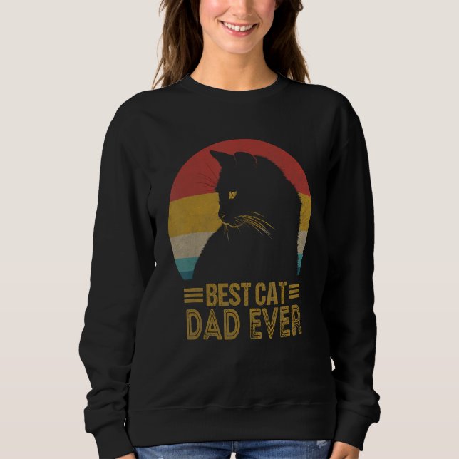 Best Cat Dad Ever Retro Sunset  Daddy Cat Father s Sweatshirt (Vorderseite)