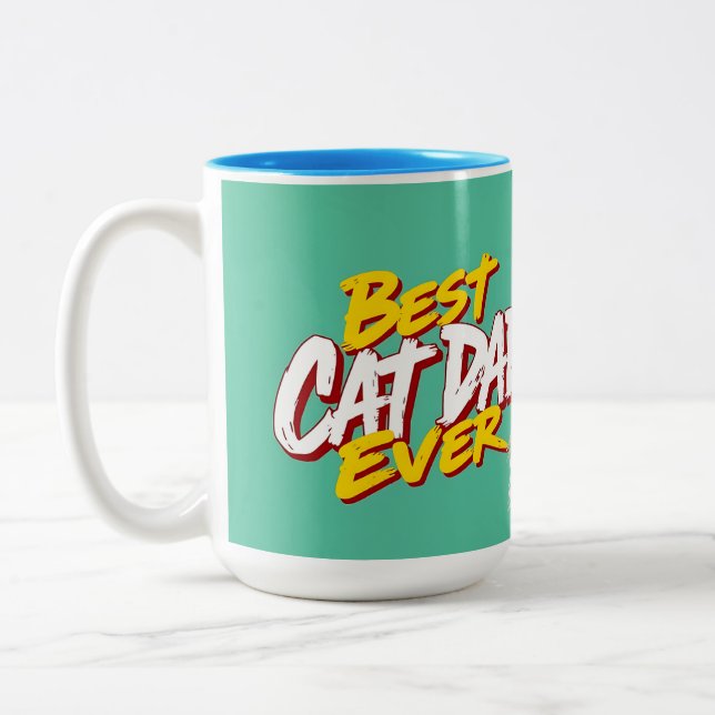 Best Cat Dad Ever - Urban Feline Pride Zweifarbige Tasse (Links)