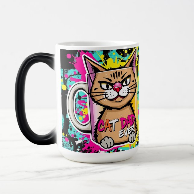 Best Cat Dad Ever – Urban Whisker King Mug Verwandlungstasse (Links)