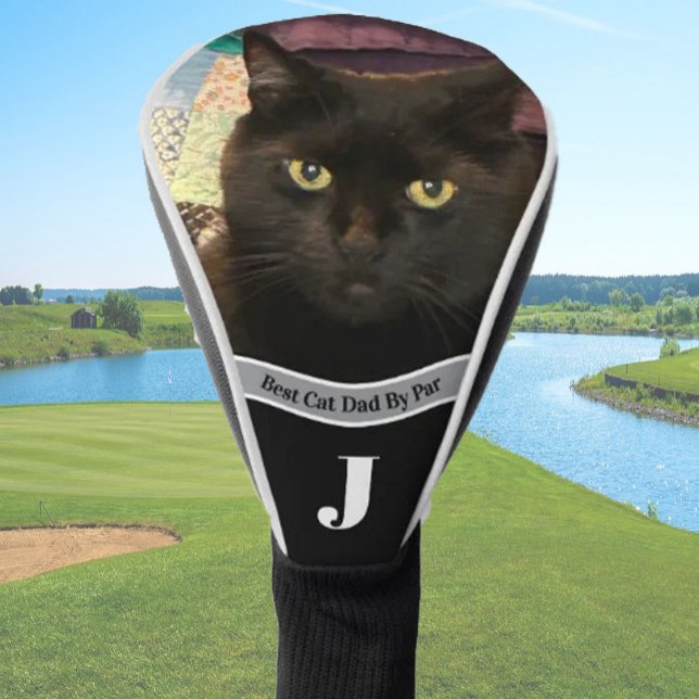 Best cat dad photo template custom black driver golf headcover (Von Creator hochgeladen)