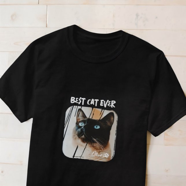 Best Cat Ever Pet's Modern Grunge Cooles Foto Paw T-Shirt (Von Creator hochgeladen)
