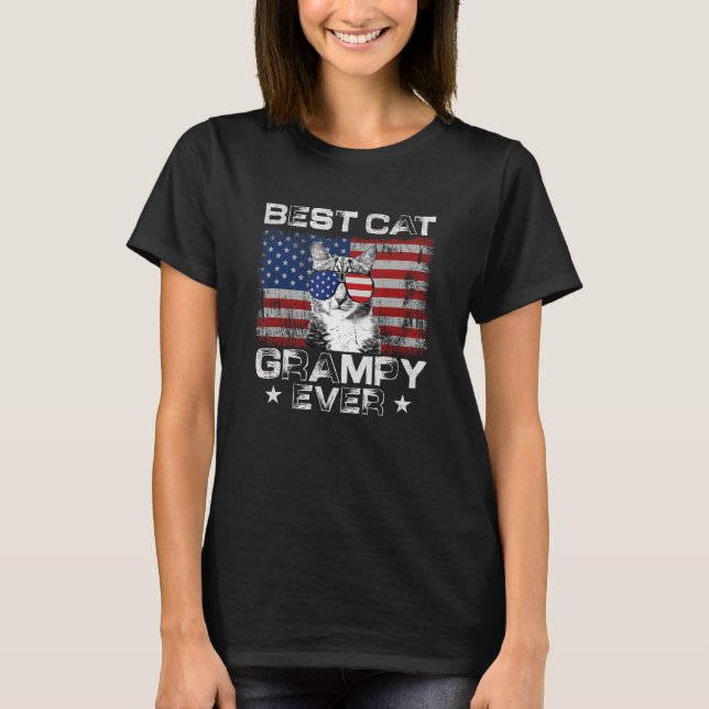 Best Cat Grampy Ever American Flag Patriotic 4th O T-Shirt (Vorderseite)