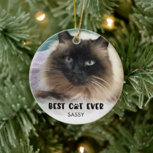 BEST CAT je Foto Weißes Overlay Personalisiert Keramik Ornament