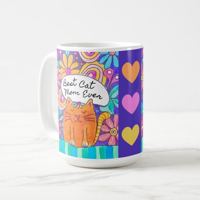 Best Cat Mom Ever Cat Lover Gift Mug Kaffeetasse (Vorderseite Links)
