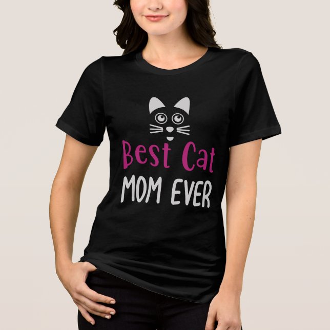 Best Cat Mom Ever - Cute Minimalist Cat Lover Gift Tri-Blend Shirt (Vorderseite)