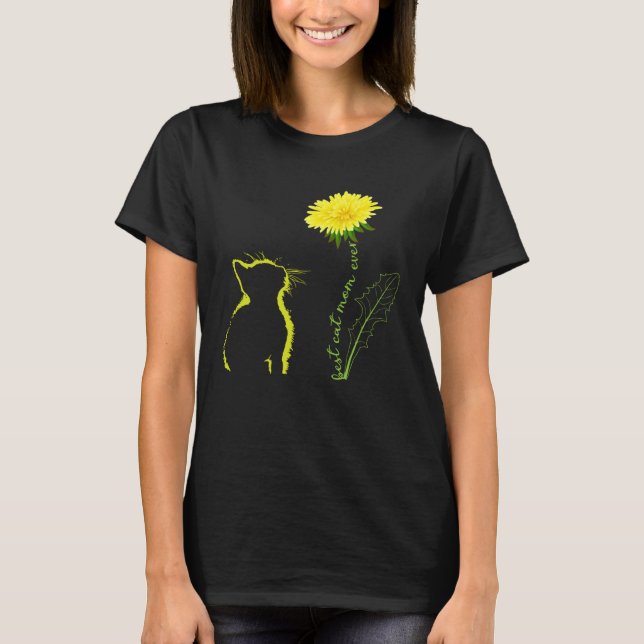 Best Cat Mom Ever Flower Cat Mom Dandelion Mother  T-Shirt (Vorderseite)