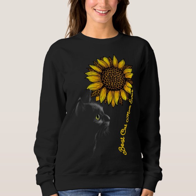Best Cat Mom Ever Sunflower Leopard  Black Cat Mot Sweatshirt (Vorderseite)