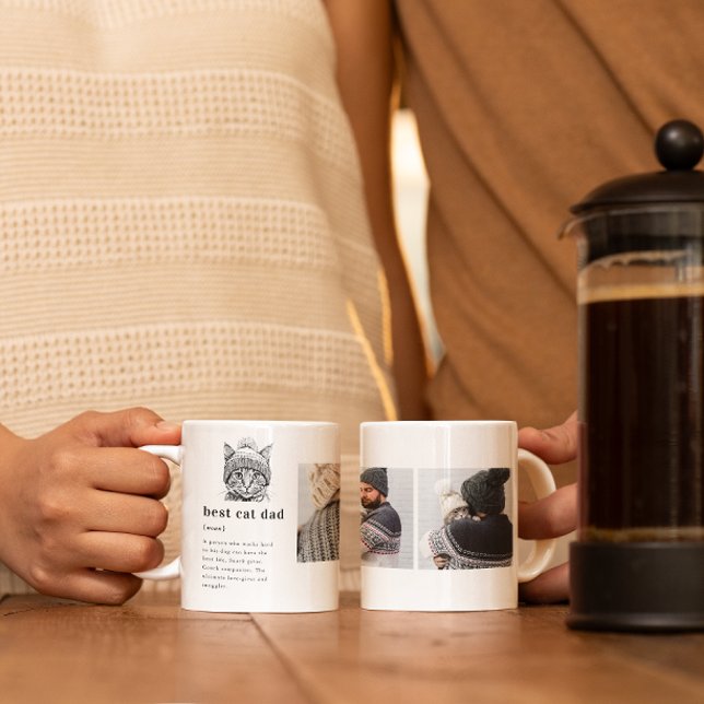 Best Cat Vater Definition | Drei Foto Kaffeetasse (Von Creator hochgeladen)