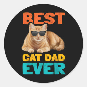 Best Cat Vater Ever Funny Cat Owner Tabby Birthday Runder Aufkleber