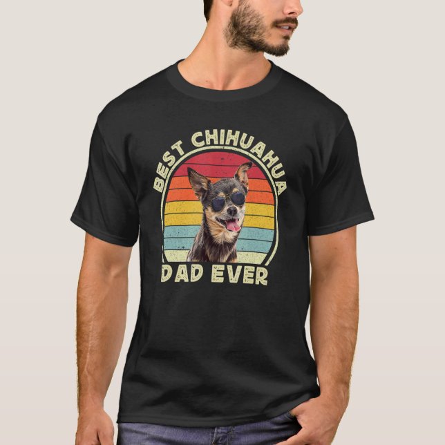 Best Chihuahua Dad For Men Retro Black Chiwawa  Do T-Shirt (Vorderseite)