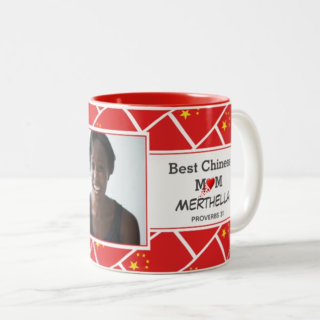 BEST CHINESE MUM Flag-Foto für Personalisierte CHI Zweifarbige Tasse (VorderseiteRechts)