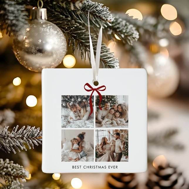 Best Christmas Ever Foto Collage | Familiengeschen Keramikornament (Von Creator hochgeladen)