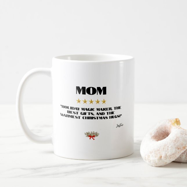 Best Christmas Mama 5-Star Review Design bestellba Kaffeetasse (Mit Donut)