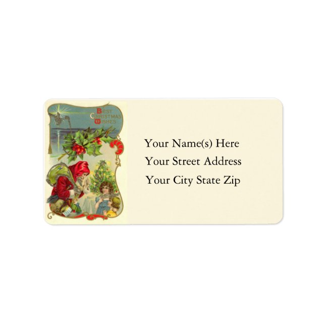 Best Christmas wünscht Vintages Adressetikett (Vorne)