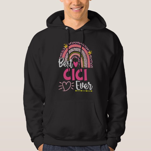 Best Cici Ever Leopard Rainbow New Grandma Mothers Hoodie (Vorderseite)