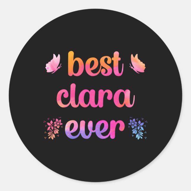 Best Clara je Clara Name Runder Aufkleber (Vorderseite)