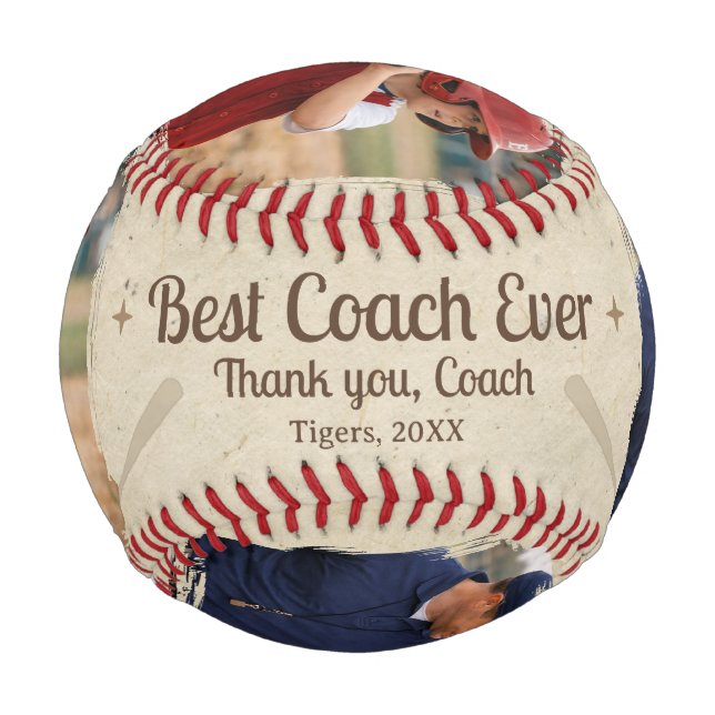 Best Coach Ever 2 Photo Coach Gift Keepsake Baseball (Rückseite)