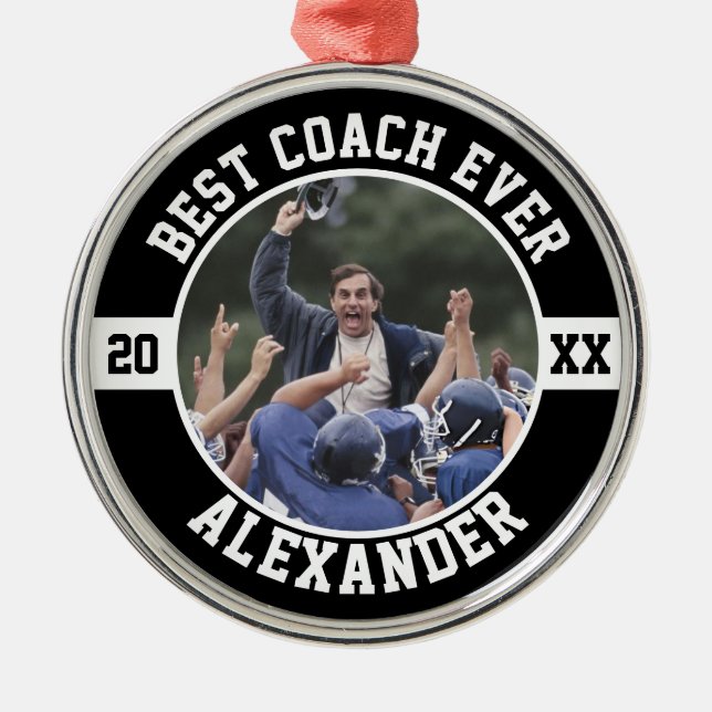 Best Coach Ever Football Sports Team Thank You Ornament Aus Metall (Vorne)