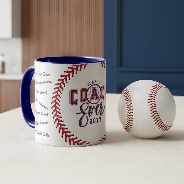 Best Coach Ever Gift Baseball Team Signature Names Tasse (Best Coach Ever Baseball Fun Gift with Team Names Mug)