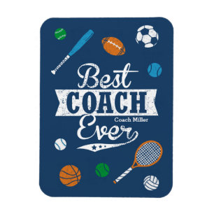 Best Coach Ever mit Namen und Sportausrüstung Magnet