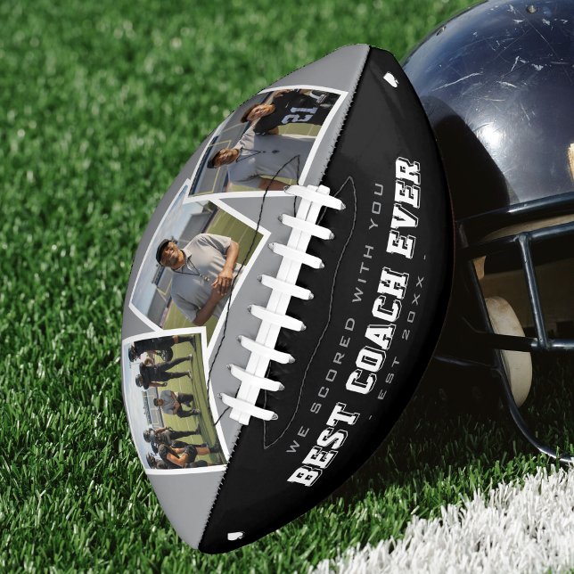 Best Coach Ever Photo Grey & Black Football (Best Coach Ever Photo Grey & Black Football
)