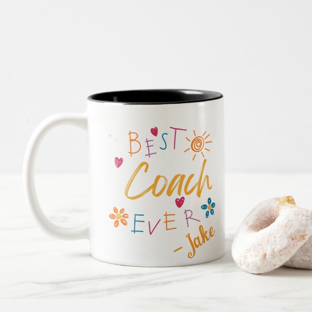Best Coach Jeden Personalisierten Sportcoach Gesch Zweifarbige Tasse (Mit Donut)