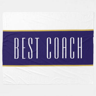 BEST COACH Modern Text Navy Blue White Stripes Fleecedecke