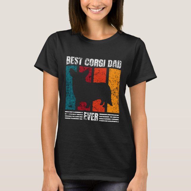 Best Corgi Dad Ever Distressed T-Shirt (Vorderseite)