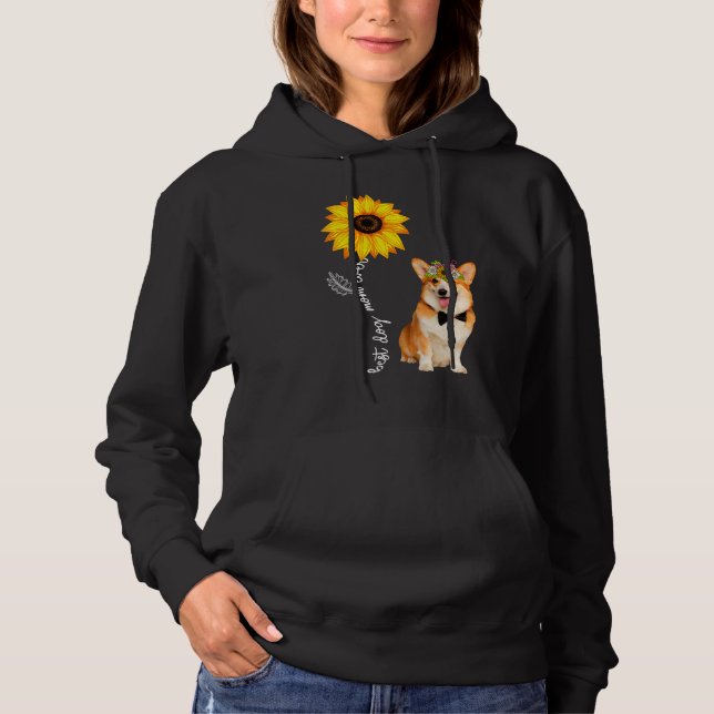 Best Corgi Mom Ever Sunflower Retro Dog Owner Hoodie (Vorderseite)