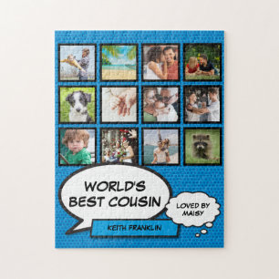 Best Cousin 12 Foto Collage Blue Fun Comic Puzzle