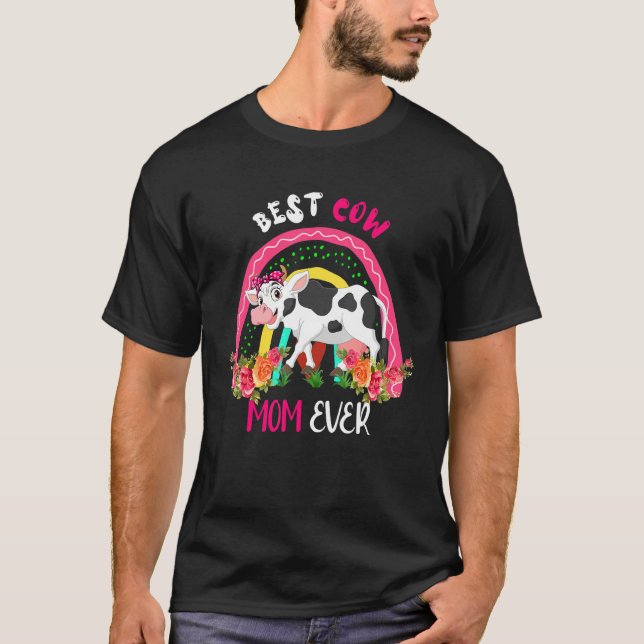 Best Cow Mom Ever Cute Cow Bow Tie Farmer Mother's T-Shirt (Vorderseite)