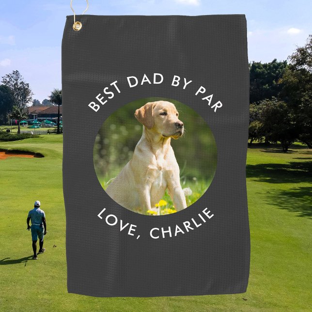 Best Dad By Par Custom Photo Name Personalized Golfhandtuch (Von Creator hochgeladen)