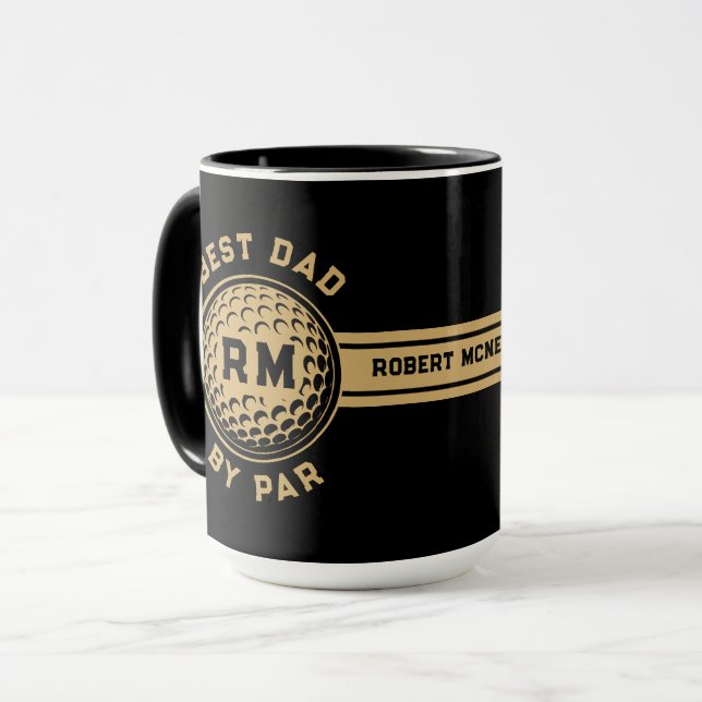 Best Dad By Par Golf Ball Personalized  Tasse (Vorderseite Links)