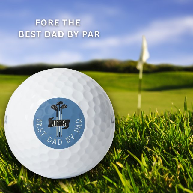 Best Dad By Par Monogrammed Golf Clubs Custom Golfball (Modern, stylish gift for golf dads. Add initials or a monogram.)