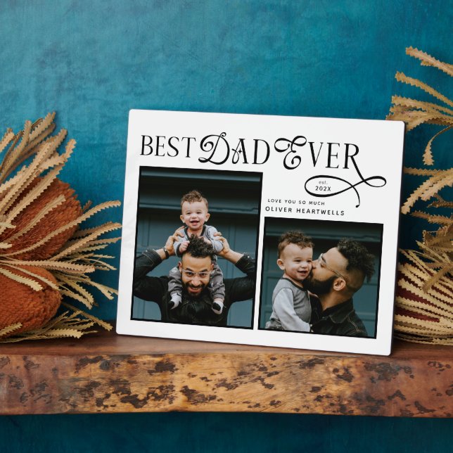  Best Dad Ever 2 Photos Modern Fathers Day Gifts Fotoplatte (Seite)