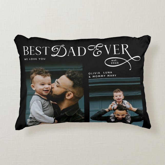  Best Dad Ever 4 Photos Modern Fathers Day Gifts Dekokissen (Vorderseite)