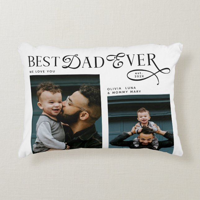  Best Dad Ever 4 Photos Modern Fathers Day Gifts Dekokissen (Vorderseite)