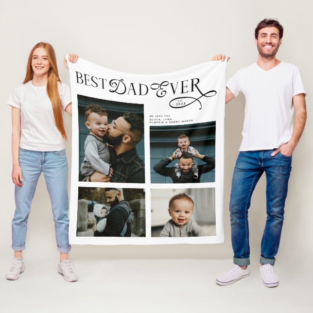 Best Dad Ever 4 Photos Modern Fathers Day Gifts Fleecedecke (Beispiel)