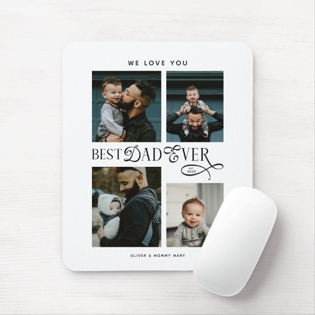  Best Dad Ever 4 Photos Modern Fathers Day Gifts Mousepad (Mit Mouse)