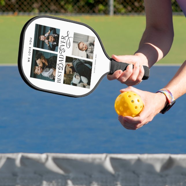  Best Dad Ever 4 Photos Modern Fathers Day Gifts Pickleball Schläger (InSitu)