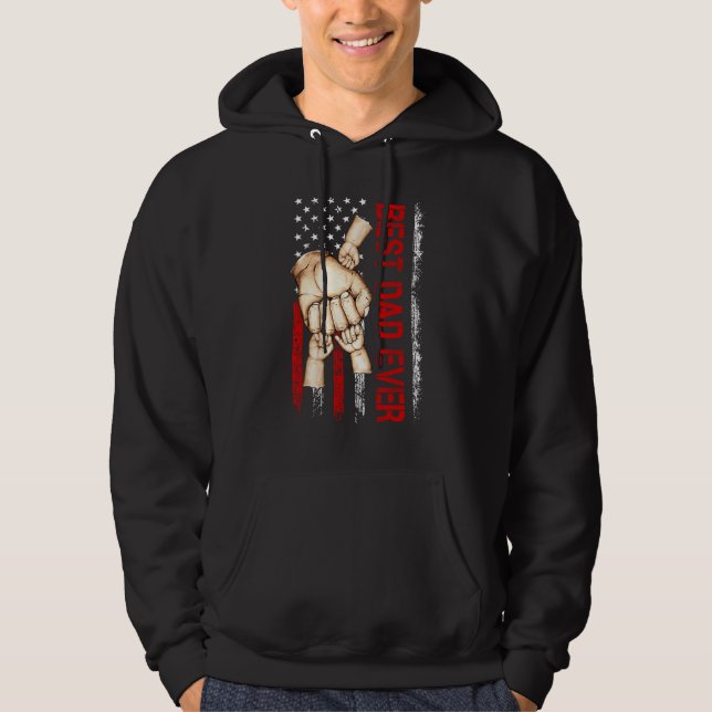 Best Dad Ever America Flag Dad Have 3 Child Father Hoodie (Vorderseite)