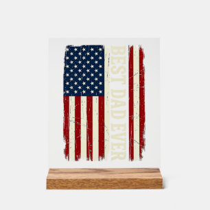 Best Dad Ever Amerikanische Flagge Vintage Vector Acrylschild