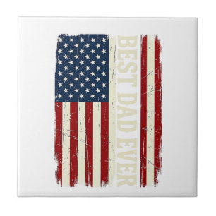 Best Dad Ever Amerikanische Flagge Vintage Vector Fliese