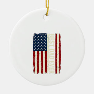 Best Dad Ever Amerikanische Flagge Vintage Vector  Keramik Ornament