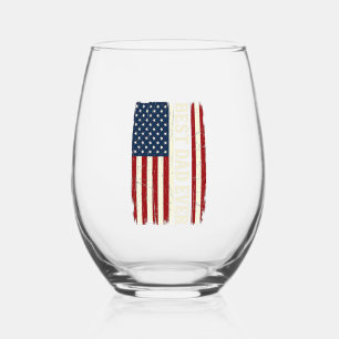 Best Dad Ever Amerikanische Flagge Vintage Vector  Weinglas Ohne Stiel
