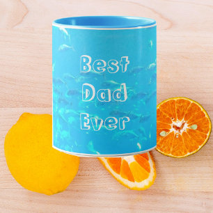 Best Dad Ever Aqua Blue School of Fish in Ocean  Tasse