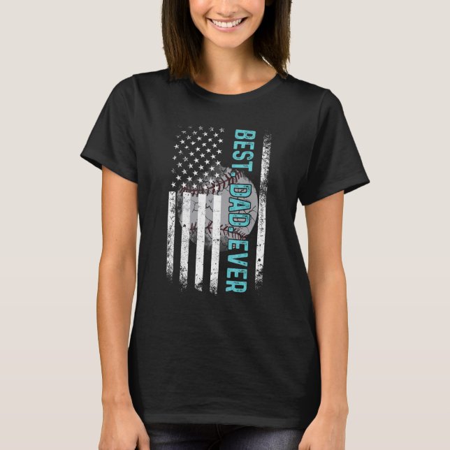 Best Dad Ever Baseball USA Flag America  From Wife T-Shirt (Vorderseite)