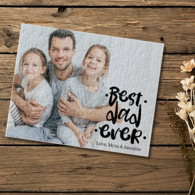 Best Dad Ever Black Custom Photo Gift From Kids  Puzzle (Von Creator hochgeladen)